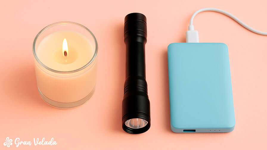 Kit de supervivencia urbana: vela, linterna, powerbank